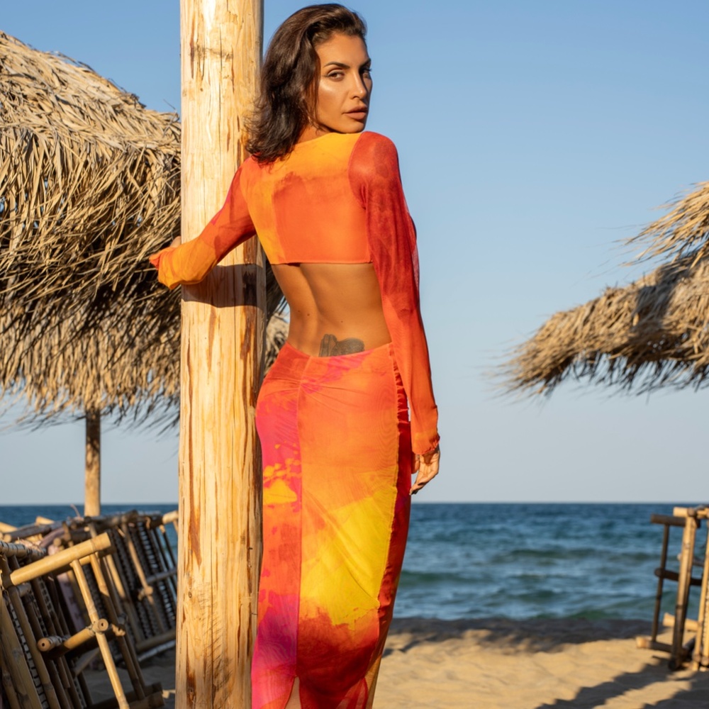 Hand Designed Print Beach Dress